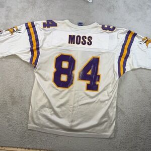 Vintage Randy Moss Minnesota Vikings Jersey Mens XL White Champion #84 NFL Mesh